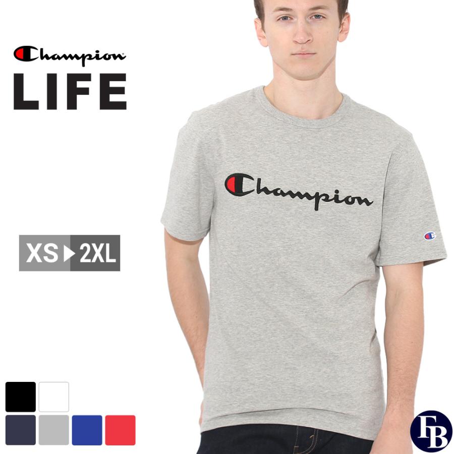 【送料無料】 Champion チャンピオン Tシャツ 半袖 ヘビーウェイト 厚手 メンズ ロゴ プリント 半袖Tシャツ 大きいサイズ USA規格 t1919g-549465 【メール便可】｜f-box