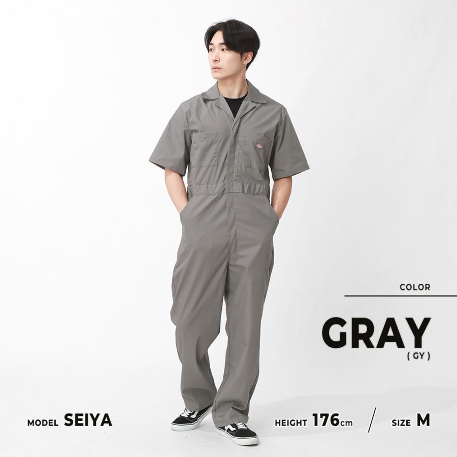 新品Dickies ディッキーズ 半袖 つなぎ グレー Lサイズ 2着セット Dickies（ディッキーズ） つなぎ 半袖 カバーオール 作業着 作業服