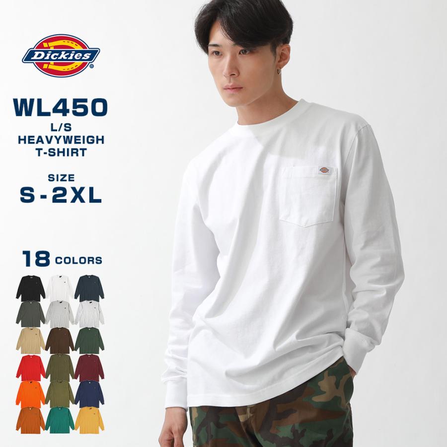 ディッキーズ Tシャツ 長袖 ロンT メンズ Dickies 売却 WL450 柔らかい ロゴ USAモデル ポケット シンプル ブランド 無地 大きいサイズ