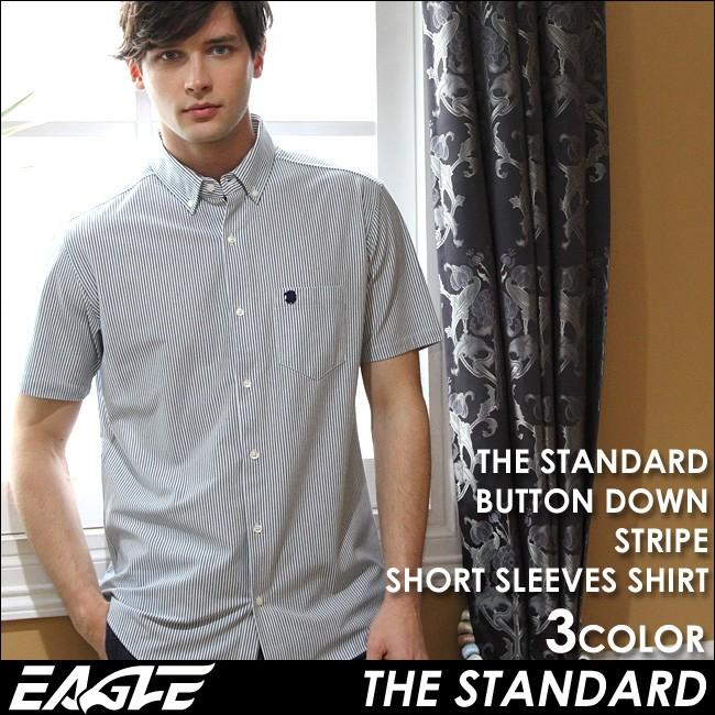 シャツ メンズ 半袖 ボタンダウン ストライプ 日本規格 EAGLE STANDARD