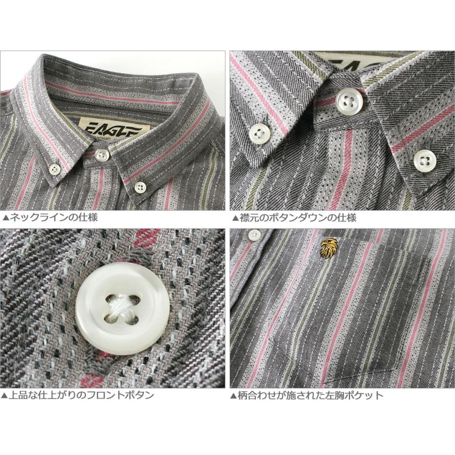 シャツ メンズ 長袖 ボタンダウン ストライプ 日本規格 89023 EAGLE