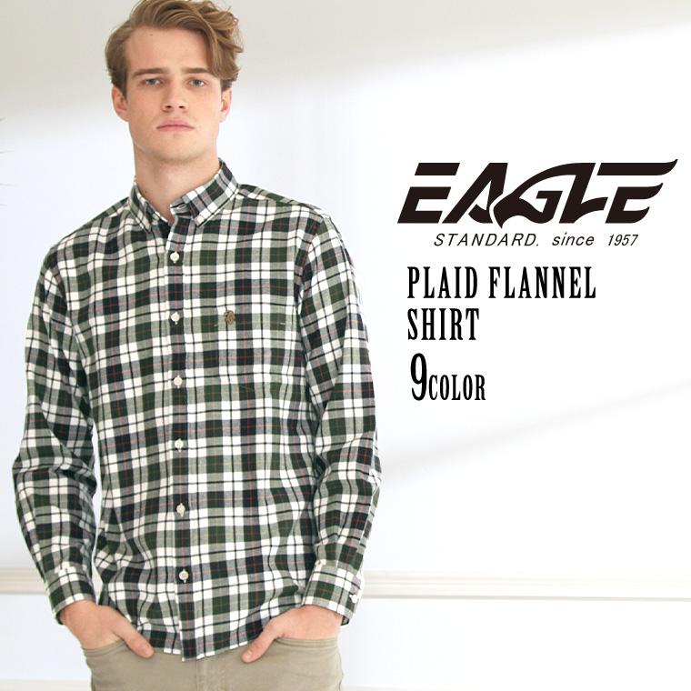 送料無料 シャツ 長袖 ボタンダウン ポケット フランネル チェック柄 厚手 メンズ 大きいサイズ 日本規格 ブランド Eagle Standard イーグル 長袖シャツ Eagle 043 Freshbox 通販 Yahoo ショッピング