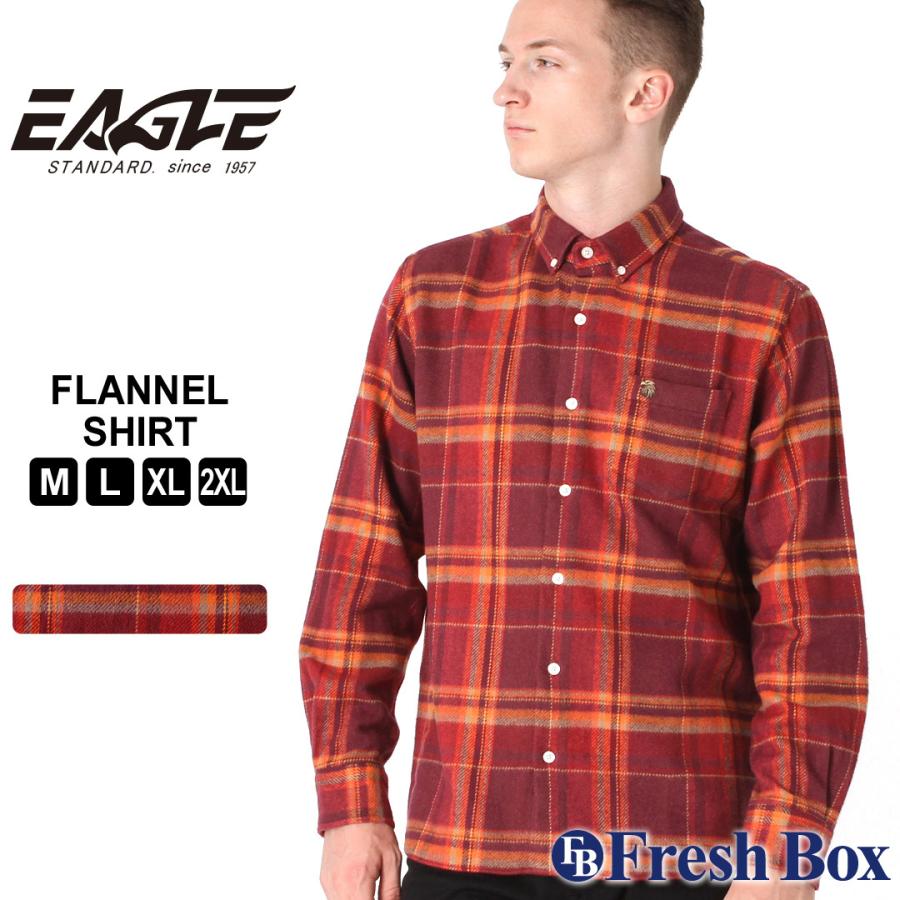 Seal限定商品 シャツ メンズ ブランド ボタンダウン 日本規格 Eagle Standard イーグル 長袖シャツ ネルシャツ