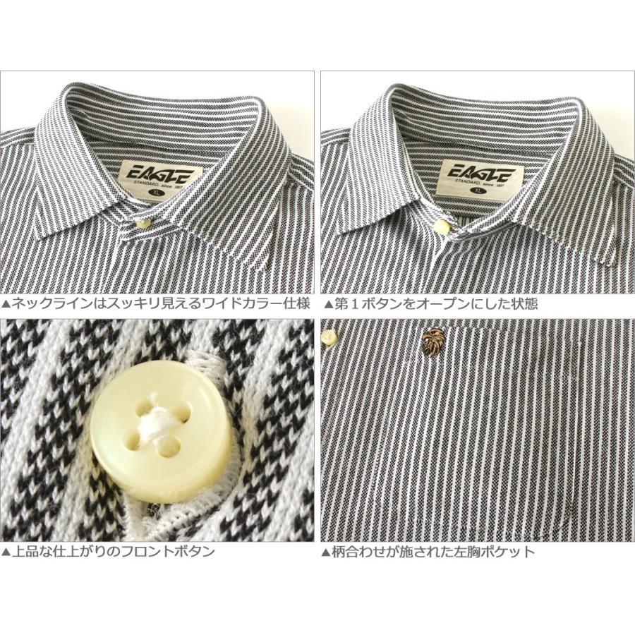 シャツ メンズ 半袖 ワイドカラー チェック 日本規格 EAGLE STANDARD