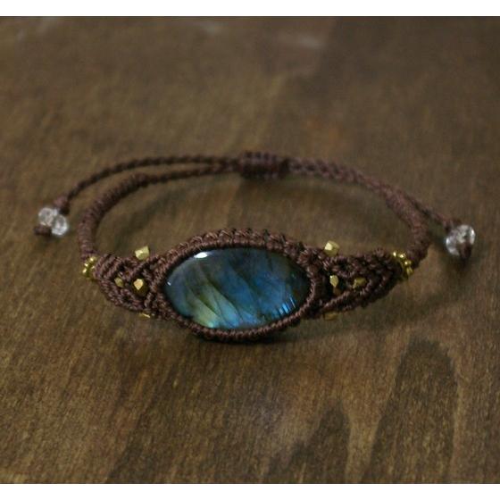 ラブラドライト マクラメ編み ブレスレット メール便送料無料 2719