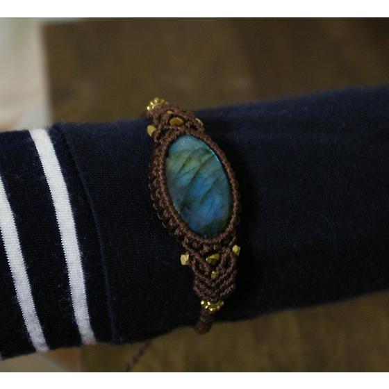 ラブラドライト マクラメ編み ブレスレット メール便送料無料 2719