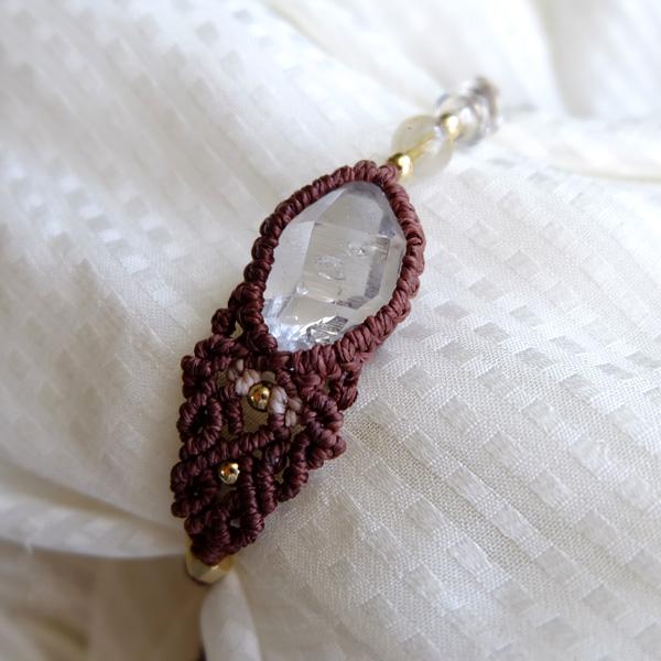 両剣水晶 ダブルポイント原石（ブラジル産）ルチルクォーツ マクラメ