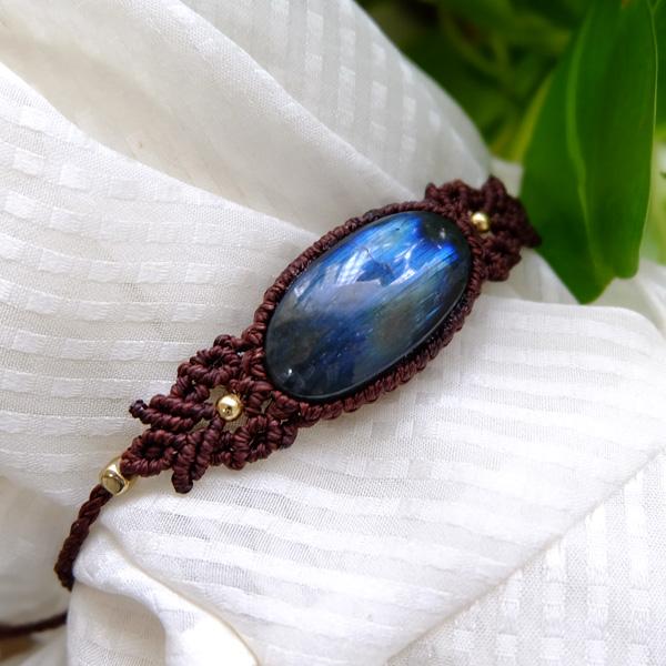 【特別価格】大きめラブラドライト（マダガスカル産）マクラメ編みブレスレット 男女兼用可アクセサリー ・プレゼントギフト 3178　メール便送料無料 |  | 04