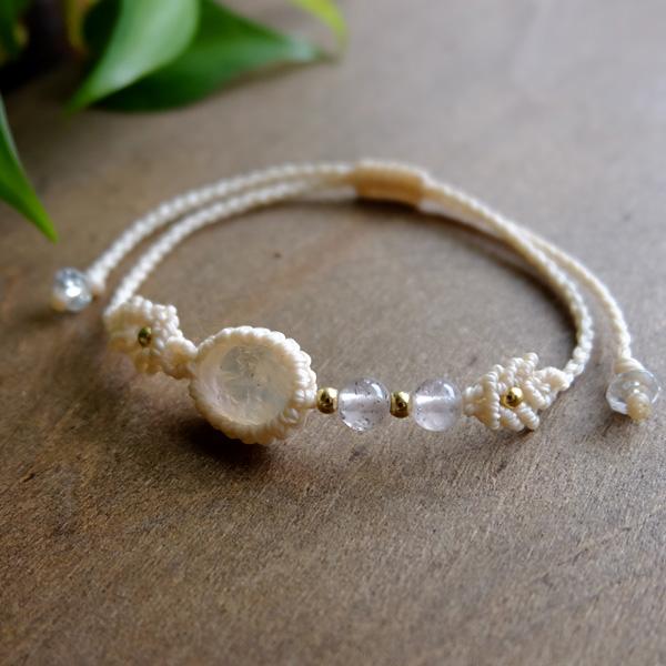 ムーンストーン（スリランカ産）・ヒマラヤ ローズクォーツ（ガネーシュヒマール産）マクラメ編みブレスレット 誕生日プレゼントギフト　3531 |  | 02