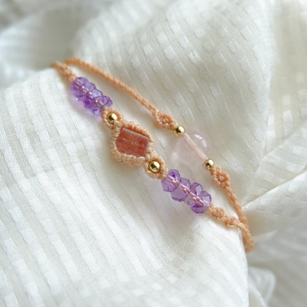 ムーンストーン&アクアマリン マクラメ編みブレスレット 母の日ギフト