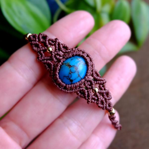 天然ターコイズ （ハイグレードターコイズ）マクラメ編みブレスレット3712 天然ターコイズ （ハイグレードターコイズ）マクラメ編み