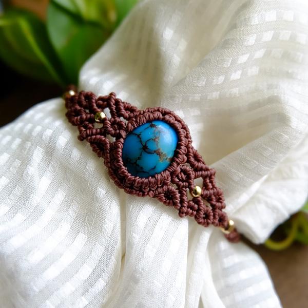 天然ターコイズ （ハイグレードターコイズ）マクラメ編み