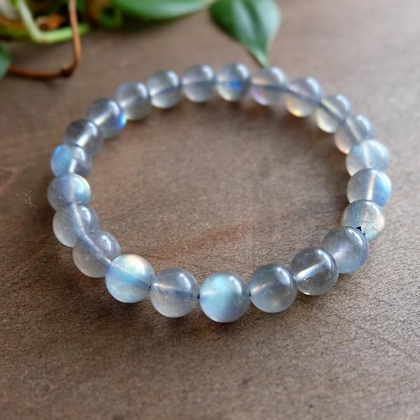 ラブラドライト　良質天然石ブレスレット 8mm玉（内径サイズ 約16cm）男女兼用可アクセサリー・誕生日プレゼント・b020　 |  | 01