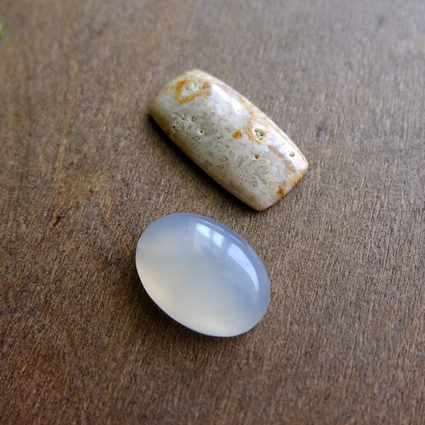 フォッシルコーラル（化石珊瑚）約22×11×4mm ・ホワイトオニキス