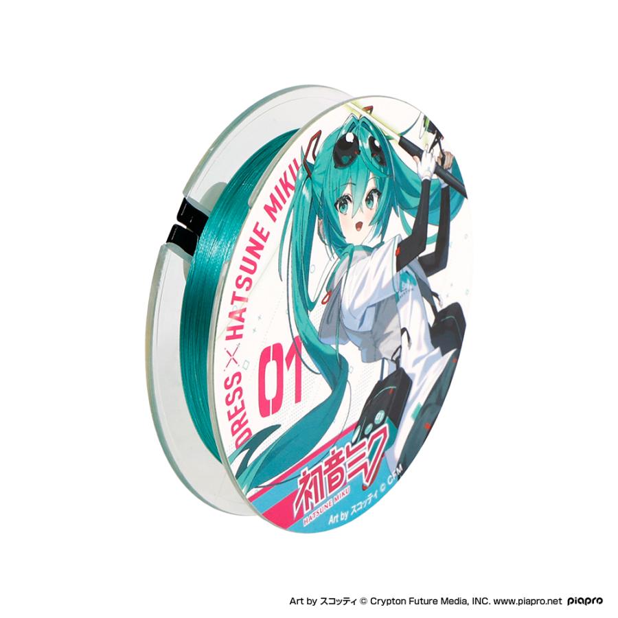 初音ミク✕DRESS PEライン 0.8号 200m 5pcs ステッカー付き DRESS（ドレス） 【予約受付中】初音ミク×DRESS 初音ミクの釣糸（PE