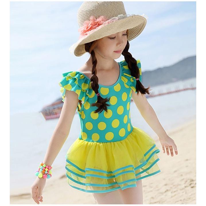 送料無料 キッズ水着 子供水着 ワンピースタイプ スイムウェア 子供 女の子 ドット柄 4段フリル 鮮やか 可愛い ベビー 水泳 人気 プール 温泉 お気にいる Www Aqtsolutions Com