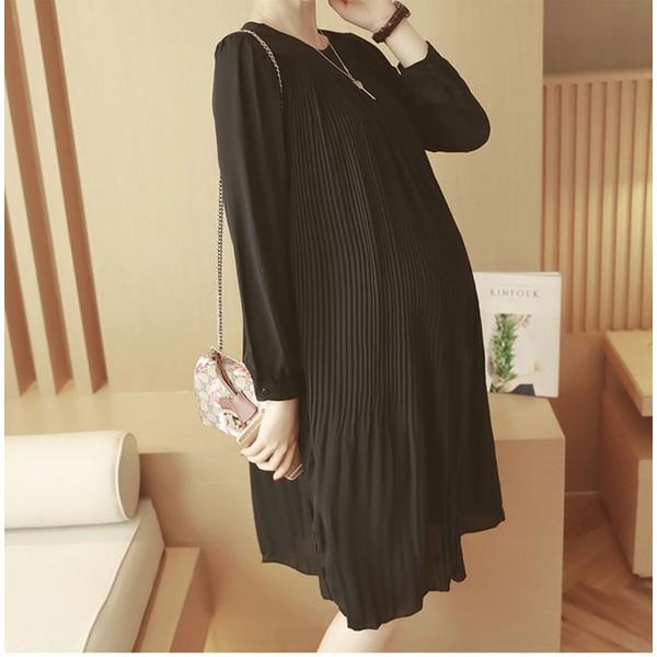 代引不可 シフォンワンピース ロング ギャザーワンピース マタニティ ワンピース フレアワンピース クルーネック フリルワンピース 長袖ワンピース 半額品 Www Gaisre Lt