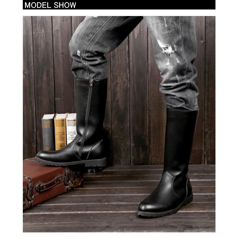 ロングブーツ メンズ サイドファスナー付き 長靴 ブラックシューズ 紳士靴 無地ブーツ 乗馬ブーツ 春秋ブーツ インソール 秋新作 Tpz2258 Ffs 通販 Yahoo ショッピング