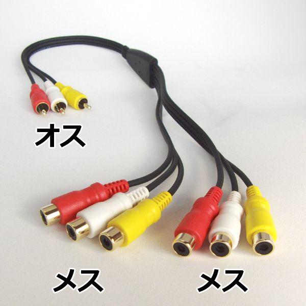 2分配RCAビデオケーブル0.3m（ピンプラグ×3-ピンジャック×6）C-016（Yahoo!・F-Factory ヤフー店）