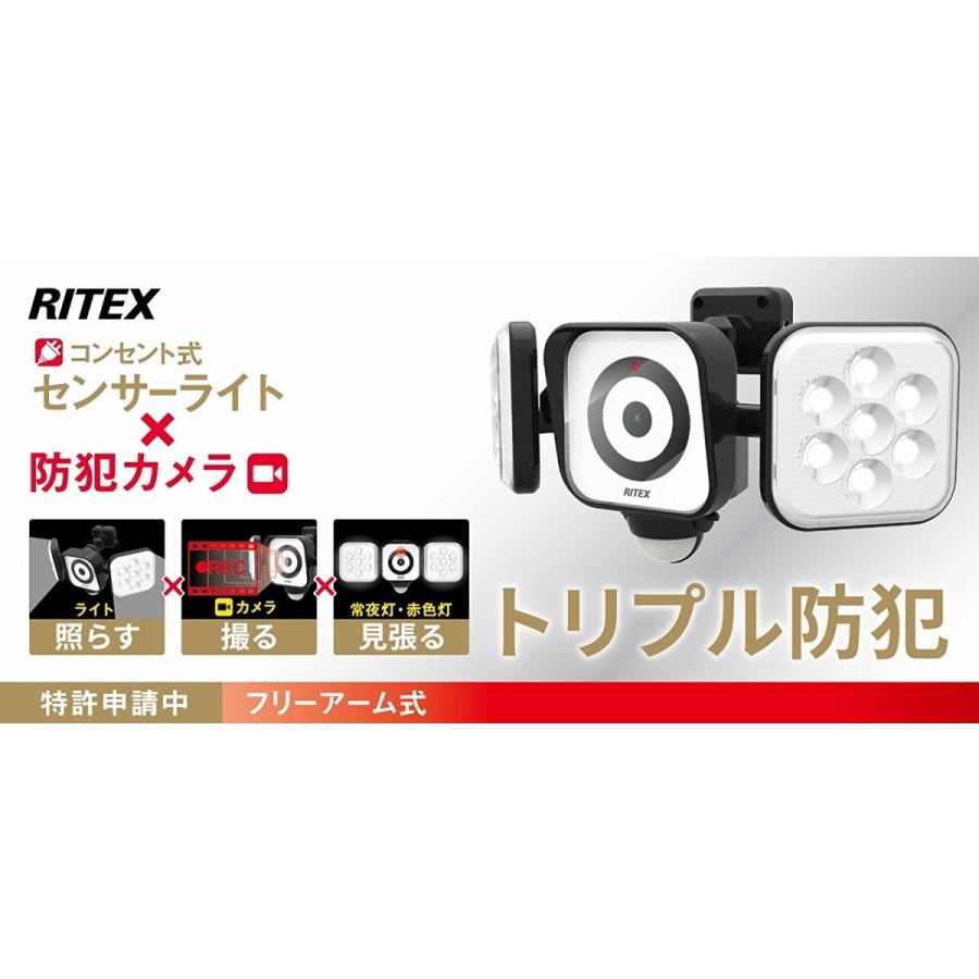 [RITEX]LEDセンサーライト付防犯カメラ　8W×2灯　C-AC8160　CAC8160