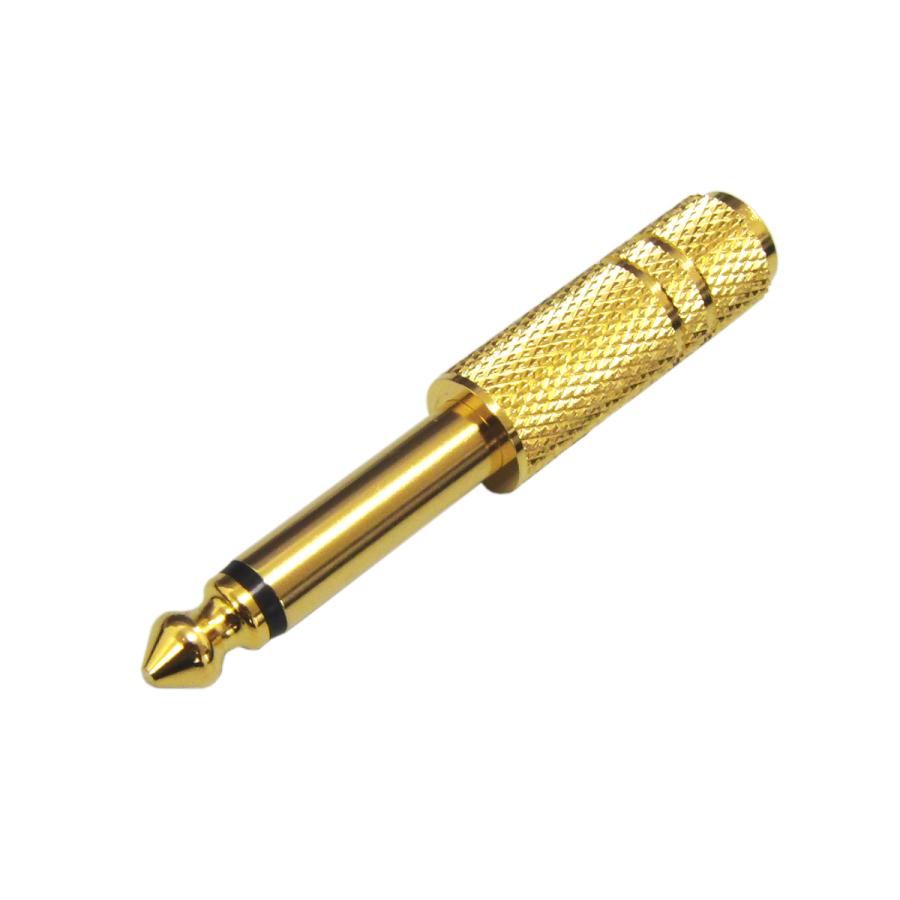 3.5mm ステレオ ミニプラグ を⇒6.3mm モノラル 標準プラグ に変換