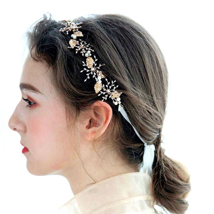 ヘッドドレス ヘアバンド ヘアアクセサリー ゴールド リーフ ブライダル ティアラ 結婚式 パーティー 【ネコポス可】｜f-fam｜03