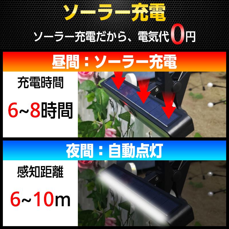 ソーラーライト 屋外用 防水センサー付 防犯照明 夜間自動点灯 広範囲照射 センサーライト 防犯ライト 人感センサー ソーラーライト 屋外