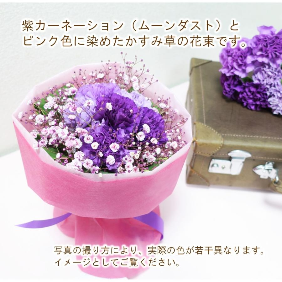 母の日限定 花束「ボヌール」ムーンダスト 紫のカーネーション 花束