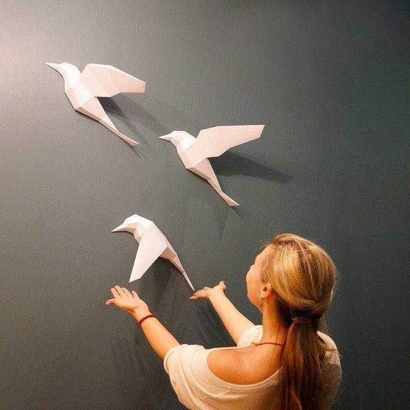 ペーパークラフト 3d 鳩 3羽 オブジェ 壁 インテリア 折り紙 Fu35 F Haru 通販 Yahoo ショッピング