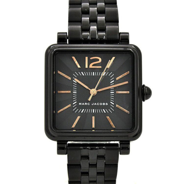 値段が激安 マークジェイコブス 腕時計 箱付 JACOBS MARC クオーツ 中古 SS 可動品 美品 MJ3518 ヴィク ブラック 腕時計