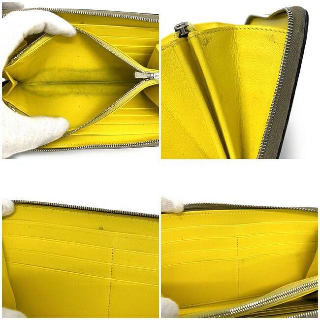 CELINE/セリーヌ レザー長財布 F GA 1187 グレー×イエロー 箱なし IKZ-543