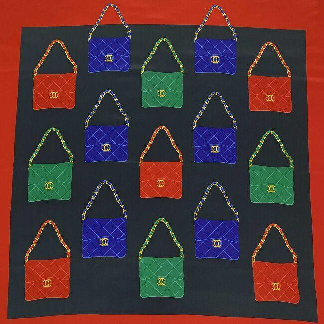 シャネル ストール レッド ブラック ブルー グリーン クリーニング済み  