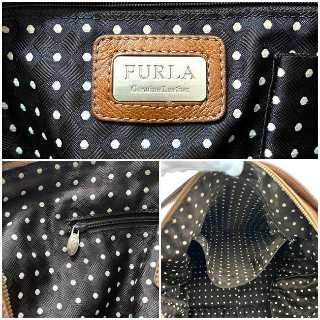 フルラ ワンショルダーバッグ ブラウン 本革 レザー 中古 FURLA 茶色 肩掛け ファスナー シンプル 軽量 ビジネス｜f-high-c｜10