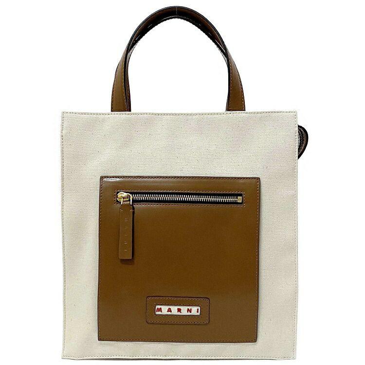 MARNI マルニ トートバッグ ナチュラル ホワイト ブラウン SHMP0068Q0 