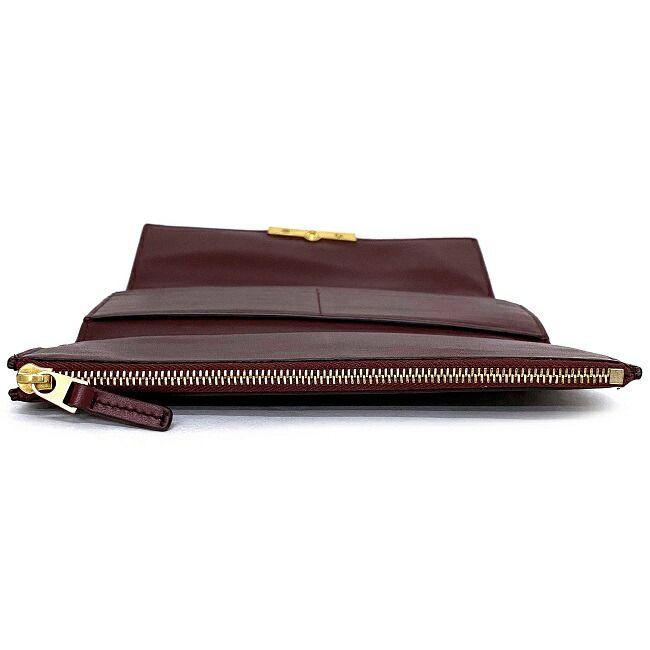 BOTTEGA VENETA ボッテガヴェネタ 三つ折り 長財布 ボルドー ゴールド 