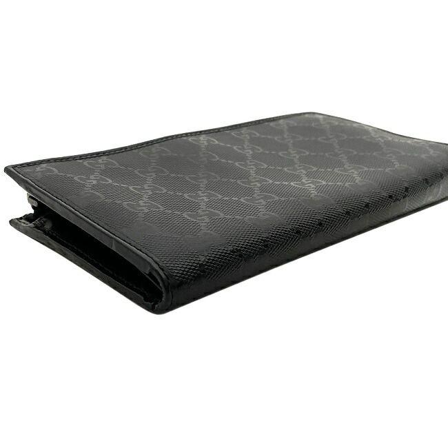 GUCCI グッチ長財布シマレザー折り財布総柄ブラック410100