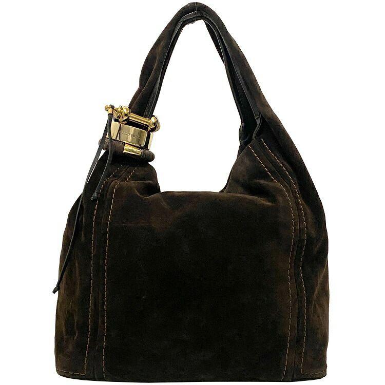 ジミーチュウ トートバッグ ブラウン 美品 スエード レザー 中古 JIMMY