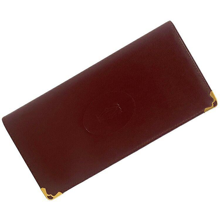 カルティエ 二つ折り 長財布 ボルドー マスト 73184160 美品 レザー