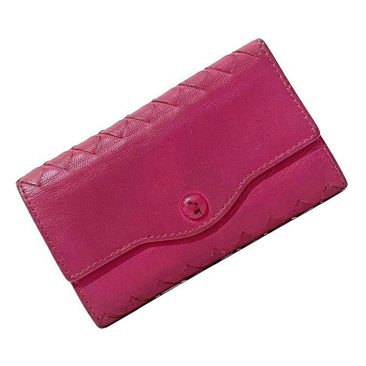 希少　現行　美品　ボッテガ　6連キーケース　マキシ　イントレチャート　ピンク BOTTEGA VENETA - 希少 現行 美品 ボッテガ 6連キーケース