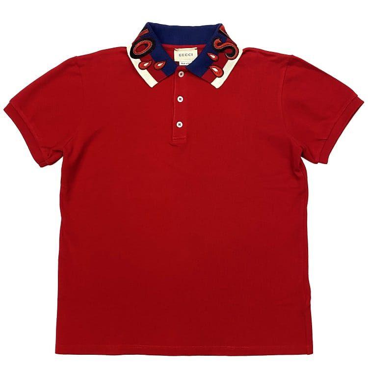 GUCCI グッチ ポロシャツ レッド SPIRITISMO 512626 クリーニング済み  