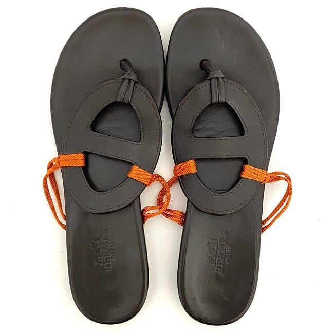 シェーヌダンクル　サンダル エルメス シェーヌダンクル ラバー サンダル 36 レディース ブラック