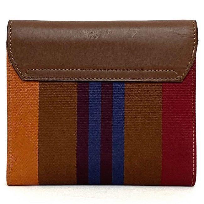 セリーヌ 三つ折り 財布 ブラウン レッド マルチカラー レインボー MC