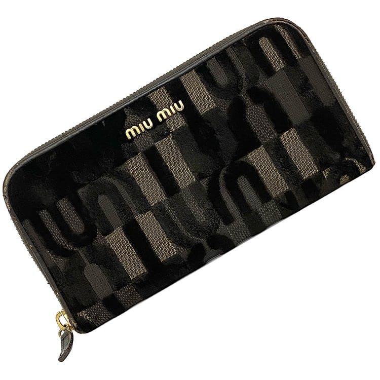 miu ミュウミュウ ラウンドファスナー 長財布 ブラウン 5M0506 美品  