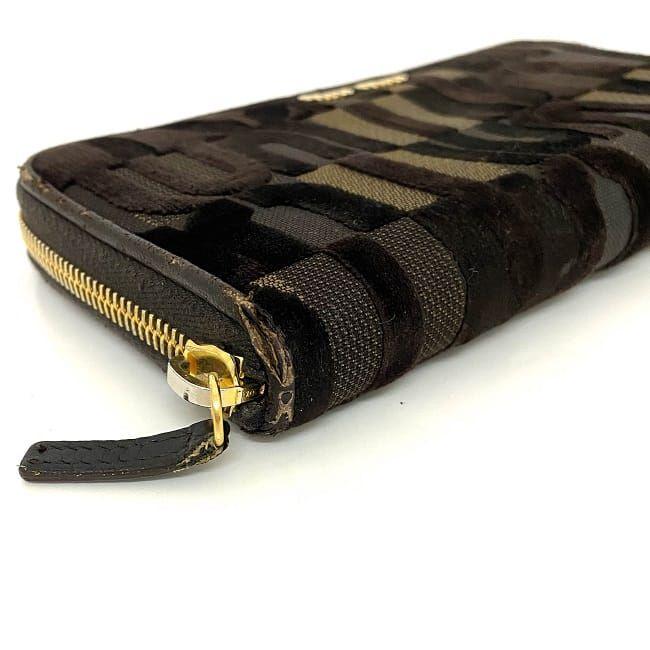 miu ミュウミュウ ラウンドファスナー 長財布 ブラウン 5M0506 美品  