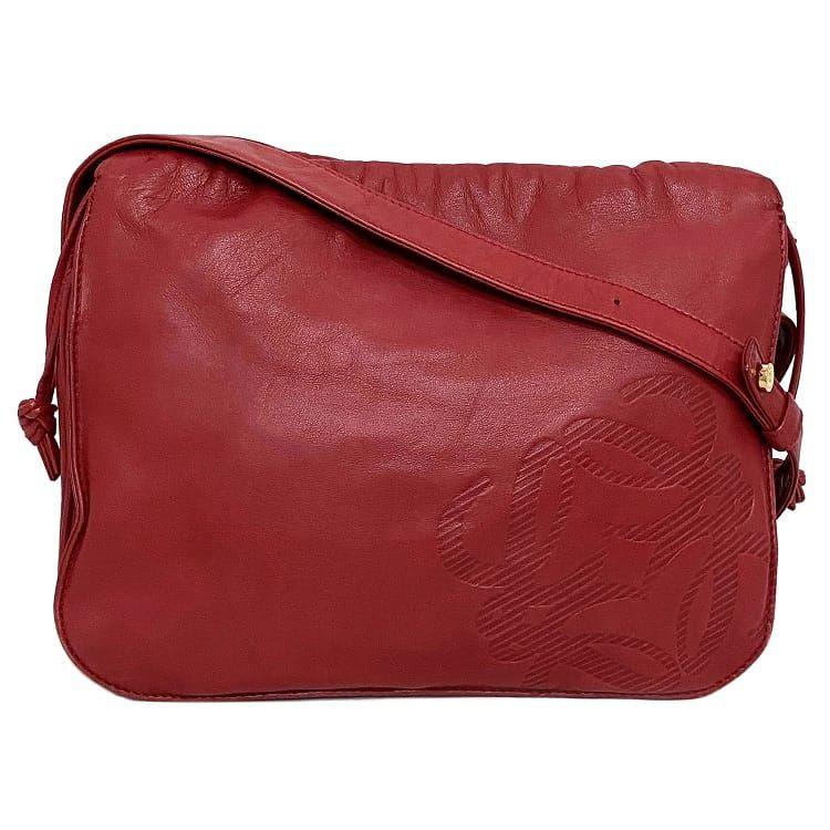 ロエベ LOEWE アナグラム ショルダーバッグ ナッパレザー レッド 赤