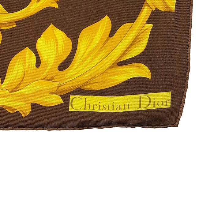 エルデンリング クリスチャン ディオール ストール ブラウン ゴールド フラワー 美品 シルク 100%  Christian