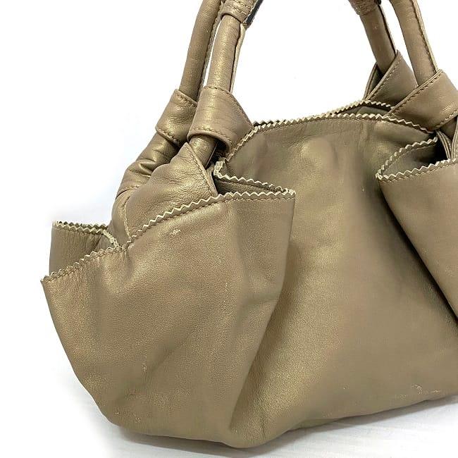 ロエベ ハンドバッグ ナッパアイレ ゴールド アナグラム 美品 レザー