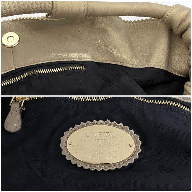 LOEWE ハンドバッグ 手提げ ロゴ型押し ベージュ ナッパレザー A4可能 LOEWE ハンドバッグ 手提げ ロゴ型押し ベージュ ナッパレザー A4可能