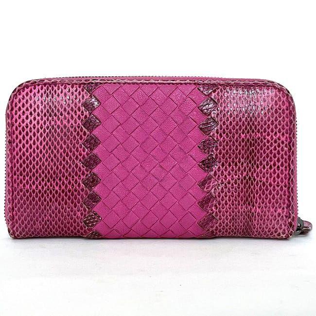 BOTTEGA VENETA ボッテガ ヴェネタ ラウンドファスナー 長財布 ピンク 