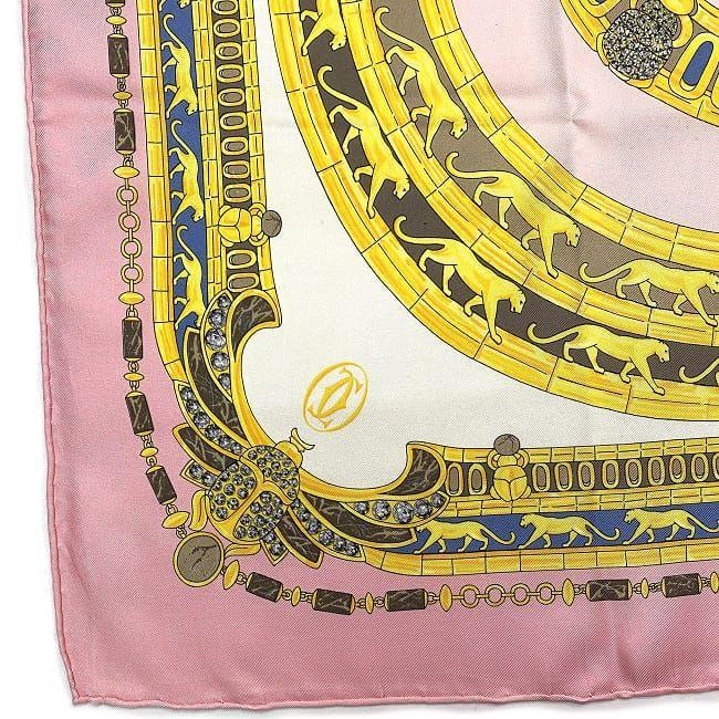 Cartier カルティエ スカーフ ピンク ゴールド パンサー 大判 Cartier カルティエ スカーフ ピンク ゴールド パンサー 大判